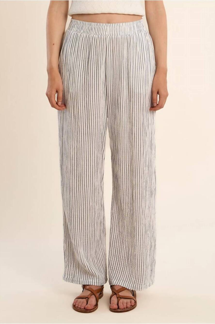 NEW MOLLY BRACKEN woven striped pant in off white/navy